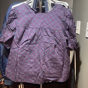 A New Day Purple Blouse with Blue Dots